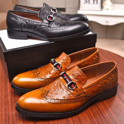 Gucci Mens Shoes Leather Design Luxury Brand Business Dress Shoes for Men with Original Box