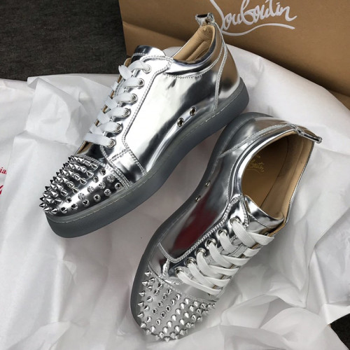Christian Louboutin Mens Shoes Luxury Brand Red Bottom Design Louis Junior Spikes Flat with Original Box CL sneakers