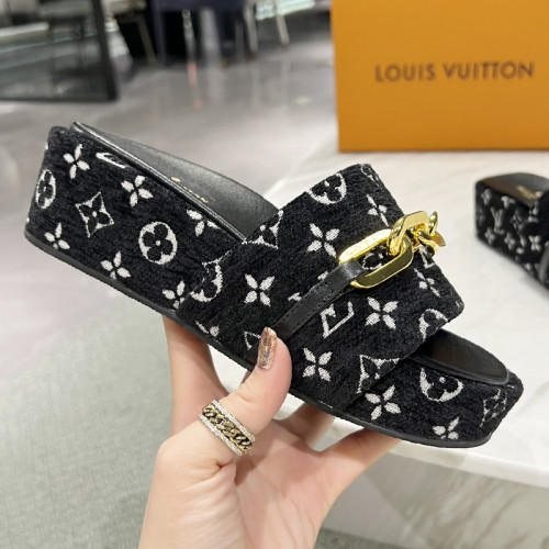 Louis Vuitton Womens Shoes Sandals Slippers Luxury Brand Louis Vuitton JUMBO FLATFORM MULE with Original Box 1A9QYY