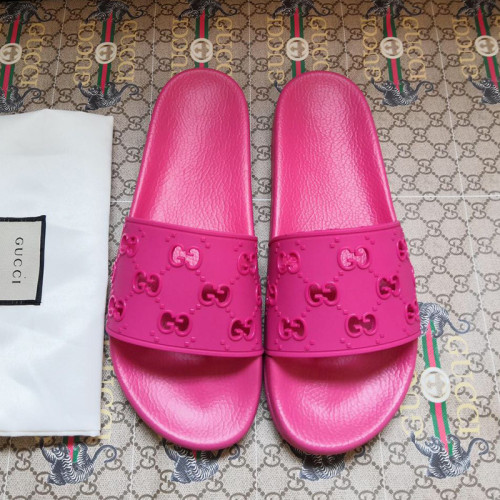 Gucci Women Shoes Flat Sandals Slippers Luxury Brand Women's rubber GG slide sandal with Original Box ‎573922 JDR00 5846