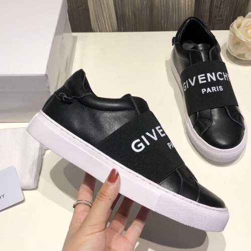 GIVENCHY PARIS STRAP SNEAKERS IN LEATHER Urban Street sneakers in matte black leather Mens Womens Shoes with Box