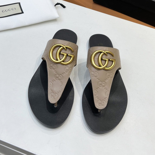 Gucci Womens Shoes Sandals Casual Design Luxury Brand Classic Leather thong sandal with Double G ‎497444 A3N00 1000 with Original Box