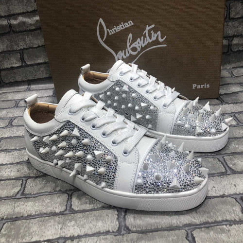 Christian Louboutin Mens Shoes Luxury Brand Red Bottom Design Louis Junior Spikes Flat with Original Box CL sneakers