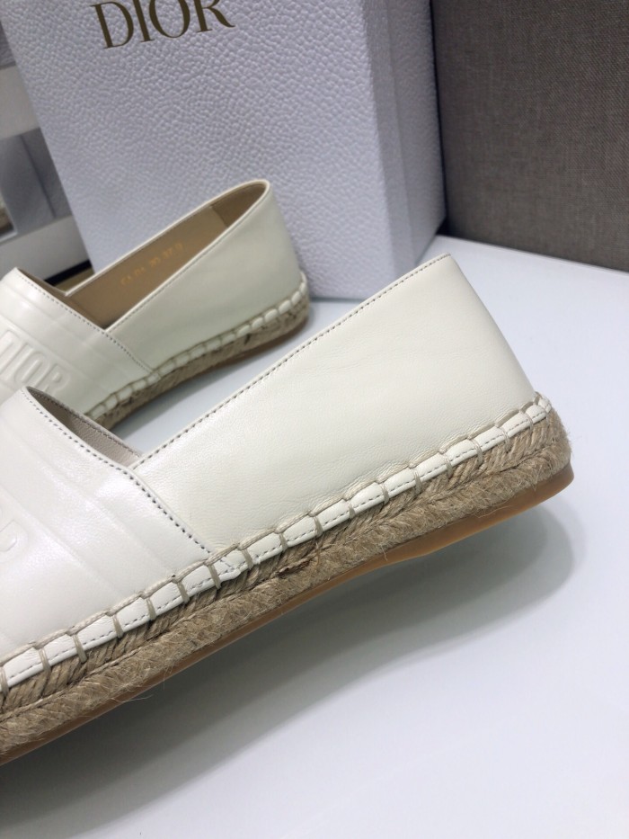 Dior Womens Shoes DIOR GRANVILLE ESPADRILLE White Embossed Lambskin with Original Box KDB692LBO_S03W