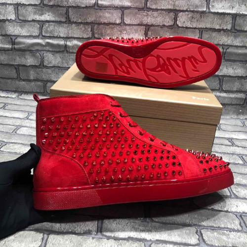 Christian Louboutin Mens Shoes Luxury Brand Red Bottom Design Louis Junior Spikes Flat with Original Box CL sneakers