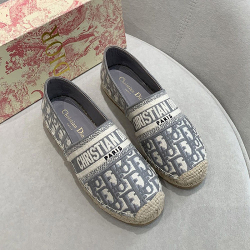Dior Women Shoes Luxury Brand Design Dior Espadrille Nude Mesh Embroidery Womens Shoes with Original Box
