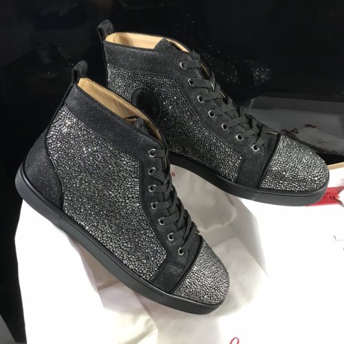 Christian Louboutin Mens Shoes Luxury Brand Red Bottom Design Louis Junior Spikes Flat with Original Box CL sneakers