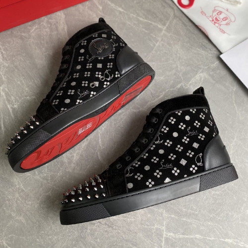 Christian Louboutin Mens Shoes Luxury Brand Red Bottom Design Louis Junior Spikes Flat with Original Box CL sneakers