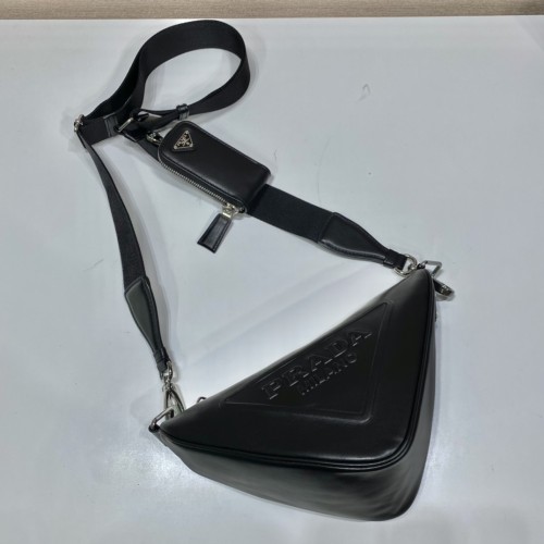 Prada Mens Womens Bags Shoulder Messenger Bags Handbags Luxury Brand Prada Triangle leather shoulder bag with Original Box 1BH190_2BYA_F0002_V_BRO