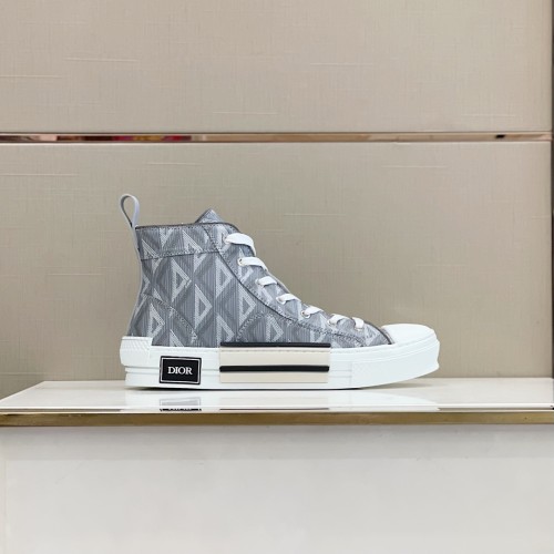 Dior Mens Shoes Sneakers Casual Luxury Brand B23 HIGH-TOP SNEAKER Dior Oblique Canvas with Original Box 3SH118ZMK_H761