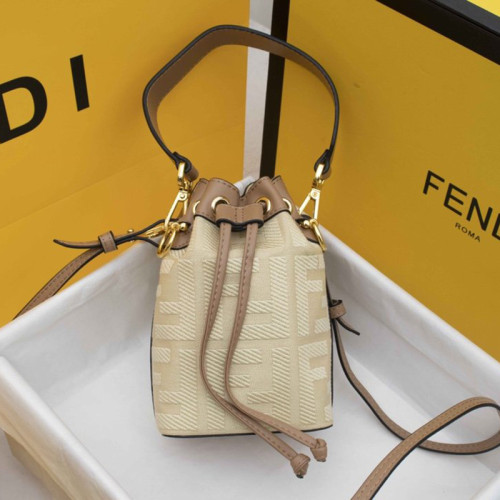 Fendi Womens Bag MON TRESOR Mini Bag in Beige Canvas