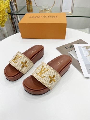 Louis Vuitton Womens Shoes Sandals Slippers Luxury Brand Louis Vuitton JUMBO FLATFORM MULE with Original Box 1A9QYY