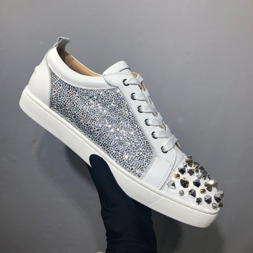 Christian Louboutin Mens Shoes Luxury Brand Red Bottom Design Louis Junior Spikes Flat with Original Box CL sneakers