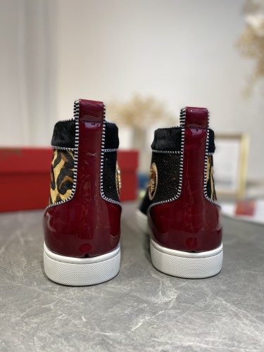 Christian Louboutin Mens Shoes Luxury Brand Red Bottom Design Louis Junior Spikes Flat with Original Box CL sneakers