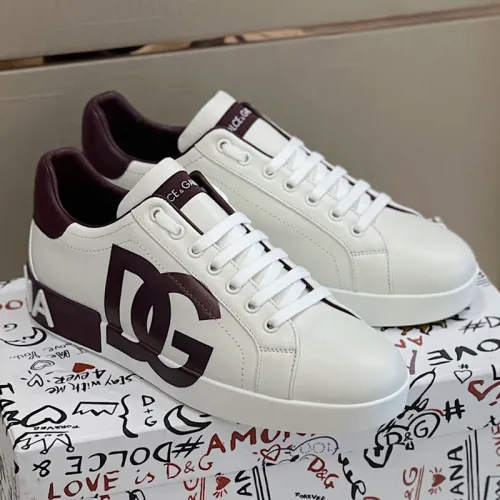 Dolce&Gabbana Men Shoes Sneakers Luxury Portofino Sneakers In Nappa Leather And Rubber Toe-Cap