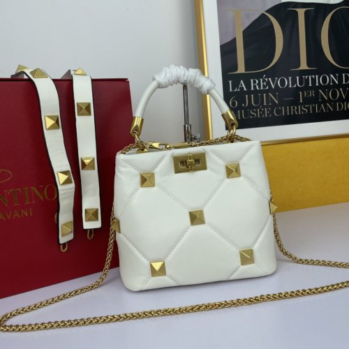 Valentino Womens Bags Crossbody Bags Handbags Luxury Brand SMALL ROMAN STUD THE HANDLE BAG IN NAPPA VW0B0I97BSF098 with Original Box