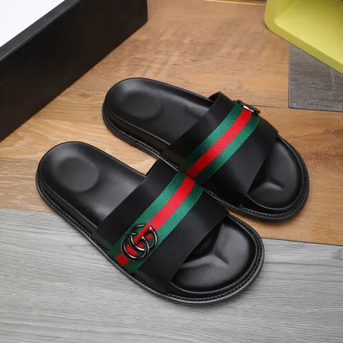 Gucci Mens Shoes Leather Sandal Slipper Luxury Brand Flat with Original Box