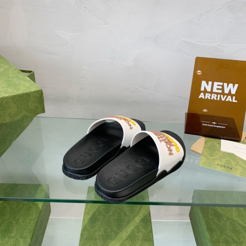 Gucci Mens Shoes Flat Sandals Slippers Luxury Brand Men's Web rubber slide sandal with Original Box 429469 GIB10 9079