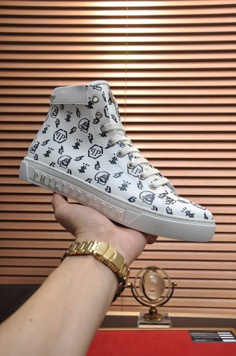 Philipp Plein Men Shoes Sneakers High Top Sneaker Fashion Design Luxury Brand Ankle Boots with Original Box