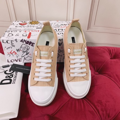 Dolce&Gabbana Womens Shoes Sneakers Fashion Type Luxury Brand Two-tone canvas Portofino Light Low-top sneakers with DG logo with Original Box