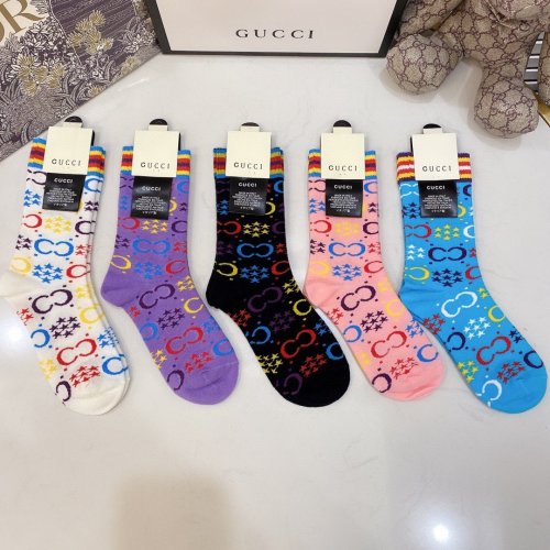 Gucci Socks 5 Pairs with Original Box Luxury Brand Breathable Gucci Sock