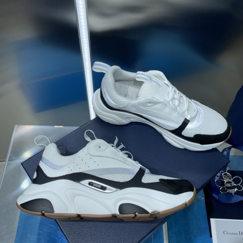 Dior Womens Shoes Sneakers Luxury Brand Breathable Design B22 SNEAKER Cream and Lavender Technical Mesh with Light Green and Gray Smooth Calfskin with Original Box 3SN231YXX_H861