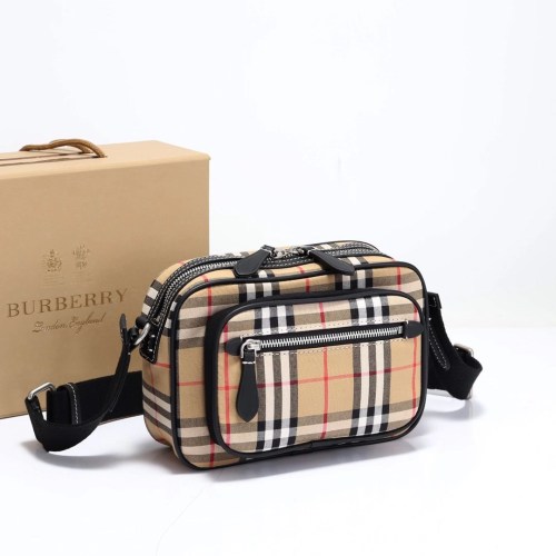 Burberry Men Womens Bag Crossbody Bags Luxury Brand Vintage Check and Leather Crossbody Bag with Original Box