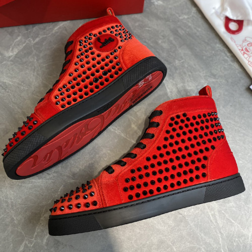 Christian Louboutin Mens Shoes Luxury Brand Red Bottom Design Louis Junior Spikes Flat with Original Box CL sneakers