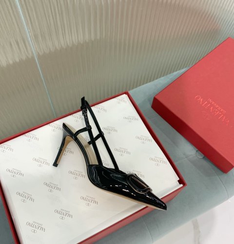 Valentino Women Shoes Mule Flip Flop Sandals VLOGO SIGNATURE CALFSKIN SLINGBACK PUMP 80 MM / 3.15 IN. with Original Box