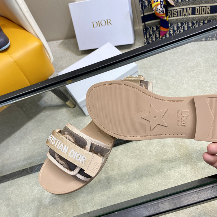 Dior Womens Shoes Sandals Slippers Slide Luxury Brand DIO(R)EVOLUTION SLIDE Shiny Technical Fabric with Dior Oblique Print with Original Box