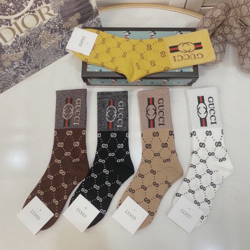 Gucci Socks 5 Pairs with Original Box Luxury Brand Breathable Gucci Sock