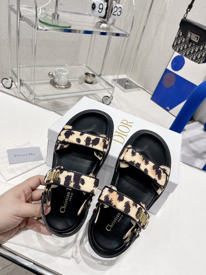 Dior Women Shoes Sandals Luxury Brand DIORACT SANDAL Multicolor Printed Silk with Original Box KCQ549MZS_S57P