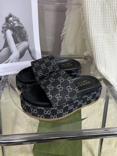 Gucci Womens Shoes Platform Slide Slippers Sandal Summer Design Luxury Brand Women's platform slide sandal with Original Box 623212 UKO00 2580