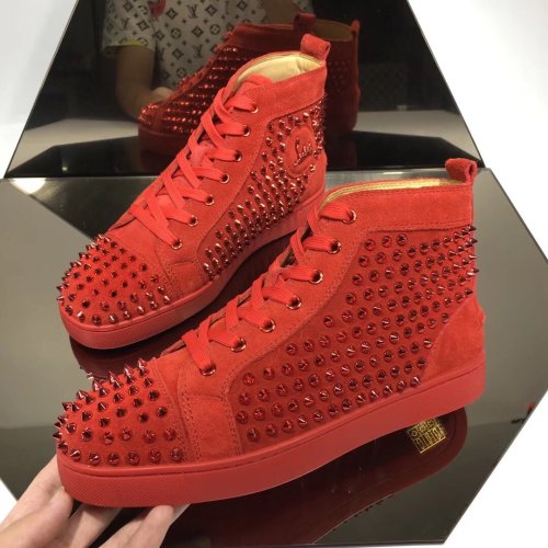 Christian Louboutin Mens Shoes Luxury Brand Red Bottom Design Louis Junior Spikes Flat with Original Box CL sneakers