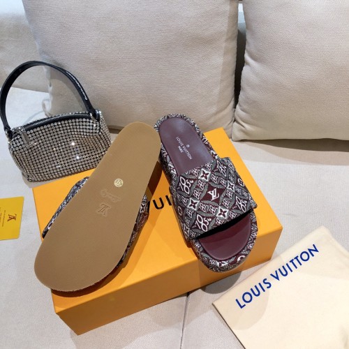 Louis Vuitton Womens Shoes Sandals Slippers Luxury Brand Louis Vuitton JUMBO FLATFORM MULE with Original Box 1A9QYY