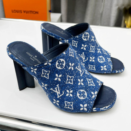 Louis Vuitton Womens Shoes Sandals Slippers Luxury Brand SILHOUETTE MULE 1A9PX4 Navy Blue Monogram denim with Original Box