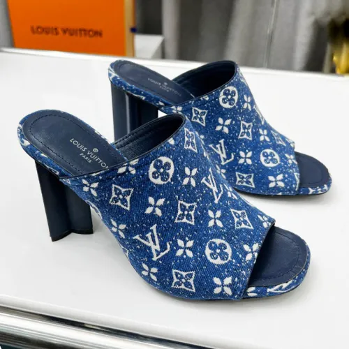 Louis Vuitton Womens Shoes Sandals Slippers Luxury Brand SILHOUETTE MULE 1A9PX4 Navy Blue Monogram denim with Original Box