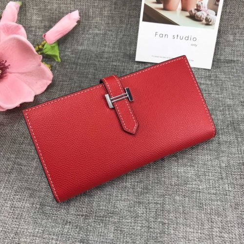 Hermes Womens Mens Wallets Purse Bearn Clutch Leather Design Coin Bag with Original Box