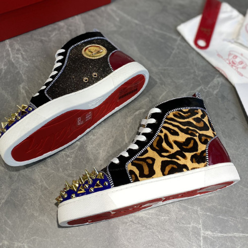 Christian Louboutin Mens Shoes Luxury Brand Red Bottom Design Louis Junior Spikes Flat with Original Box CL sneakers