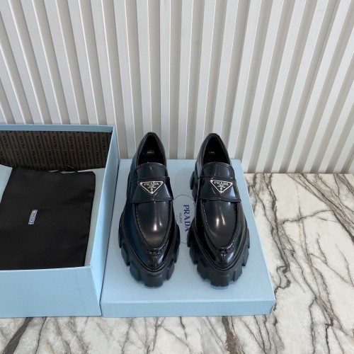 Prada Women Shoes Casual Design Luxury Brand Monolith pointy brushed leather loafers 1D663M_055_F0002_F_055 with Original Box