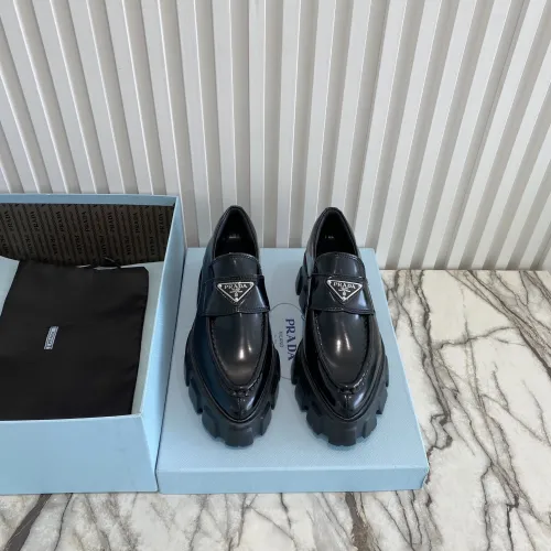 Prada Women Shoes Casual Design Luxury Brand Monolith pointy brushed leather loafers 1D663M_055_F0002_F_055 with Original Box