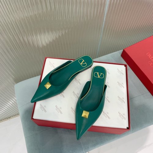 Valentino Women Shoes Mule Flip Flop Sandals ROMAN STUD FLAT MULE IN CALFSKIN with Original Box Luxury Brand