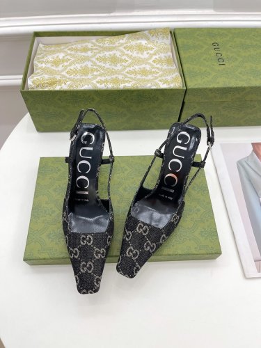 Gucci Womens Shoes Slingback Pumps 7.5cm Heel Luxury Brand Wedding Fashion Shoes for Women with Original Box