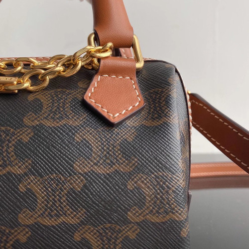 Celine Womens Bag MINI BOSTON BAG IN TRIOMPHE CANVAS