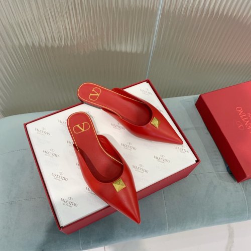 Valentino Women Shoes Mule Flip Flop Sandals ROMAN STUD FLAT MULE IN CALFSKIN with Original Box Luxury Brand