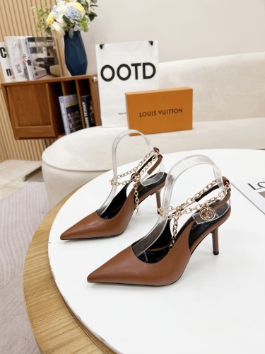 Louis Vuitton Womens Shoes Pumps Sandals Leather Design Luxury Brand Fashion Sandals with Original Box 8cm Heel