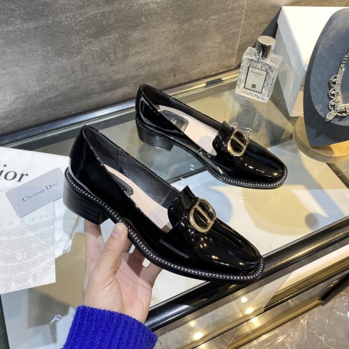 Dior Womens Shoes Leather Loafers Derby Shoes