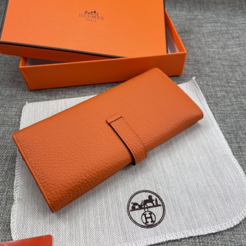 Hermes Womens Mens Wallets Purse Long Clutch Leather Design Coin Bag with Original Box