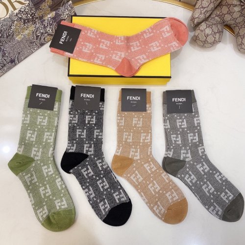 Fendi Socks 5 Pairs with Original Box Luxury Brand Breathable Fendi Sock