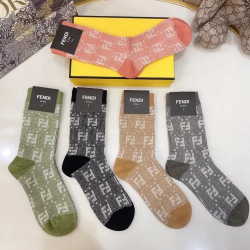 Fendi Socks 5 Pairs with Original Box Luxury Brand Breathable Fendi Sock